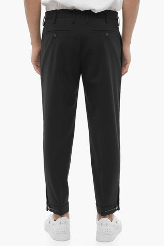 Solid Color Regular Waist Pants with Adjustable Ankle