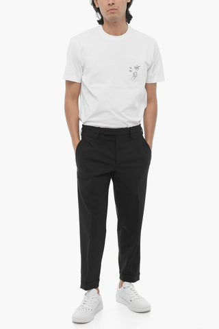 Solid Color Regular Waist Pants with Adjustable Ankle