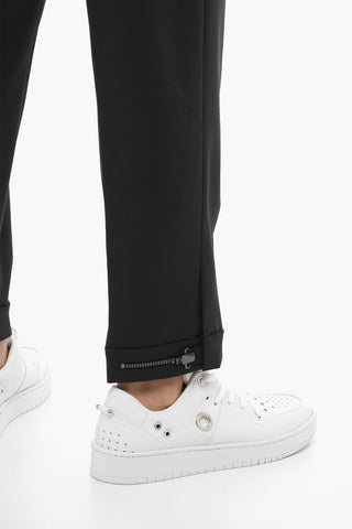 Solid Color Regular Waist Pants with Adjustable Ankle