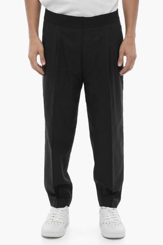 Slim-Fit-Hose mit doppelten Bügelfalten und elastischem Bund