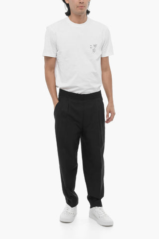 Slim-Fit-Hose mit doppelten Bügelfalten und elastischem Bund