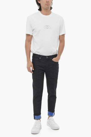 Cuffed Hem Regular Fit Skinny Fit Jeans