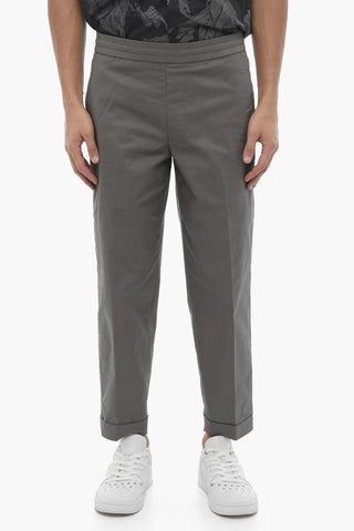 Low-Waist Slim Fit Pants with Drawstring Waist