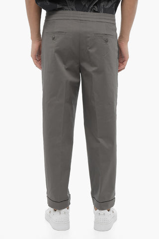 Low-Waist Slim Fit Pants with Drawstring Waist