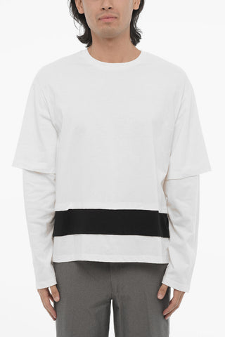 T-Shirt Girocollo Ibrida con Triplo Orlo