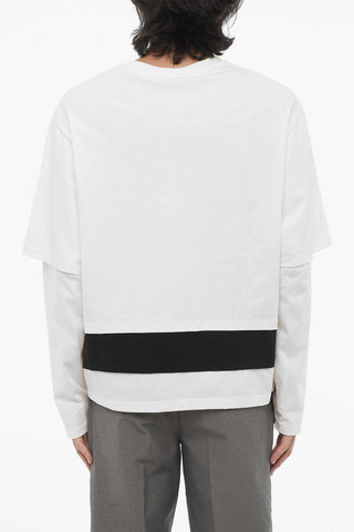 T-Shirt Girocollo Ibrida con Triplo Orlo