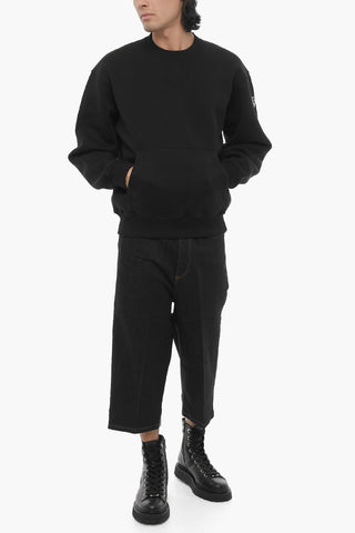 Brushed Cotton-Blend Crewneck Easy Fit Sweatshirt