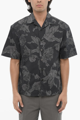 Boxy-Fit-Hemd mit floralem Muster und verdeckter Knopfleiste