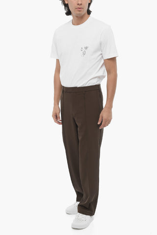 Pintuck Slim Fit Straight-Leg Trousers
