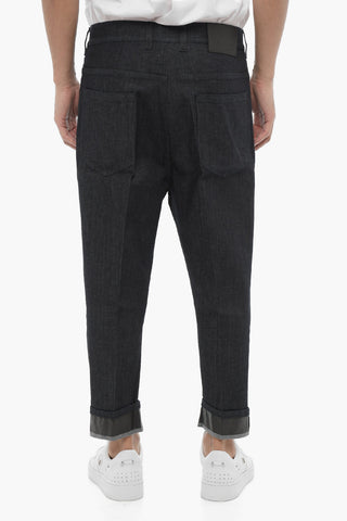 Jeans Regular Fit ad Orlo con Risvolto