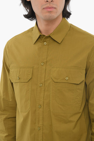 Solid Color Safari Shirt with Double Breast Pockets