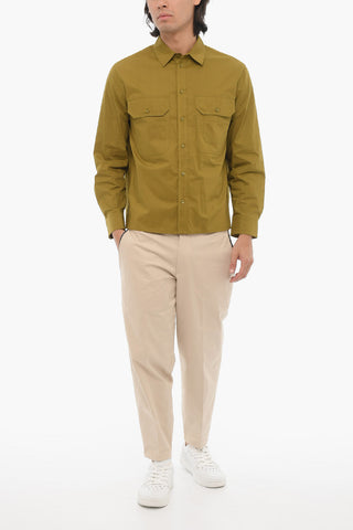 Solid Color Safari Shirt with Double Breast Pockets
