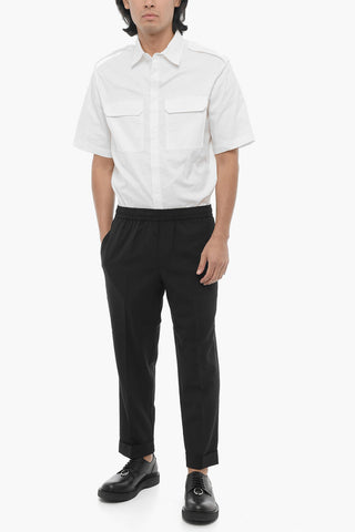 Pantaloni REM Slim Fit a Vita Bassa con Elastico in Vita