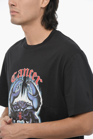 Rundhals-T-Shirt ROCK BAND ZODIAC CANCER Slim Fit Bedruckt