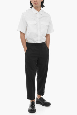 Pantaloni REM Slim Fit a Vita Bassa con Elastico in Vita