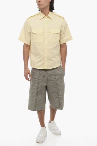 Short Sleeved Loose Fit Shirt with Double Breast Pocket