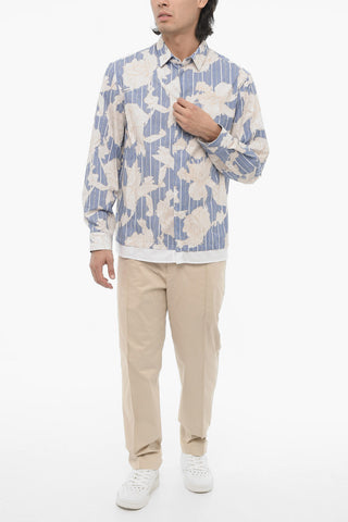 Camicia Loose Fit in Motivo Floreale a Doppio strato