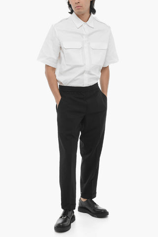 Pantaloni REM Slim Fit a Vita Bassa con Elastico in Vita