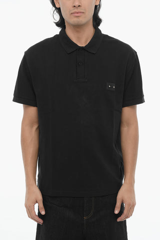 Two-Button Loose-Fit Polo with Piercing Detail