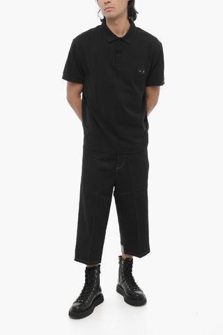 Two-Button Loose-Fit Polo with Piercing Detail