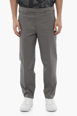 Slim Fit Regular-Waist Trousers with Belt Loops