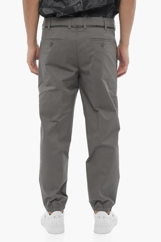 Slim Fit Regular-Waist Trousers with Belt Loops