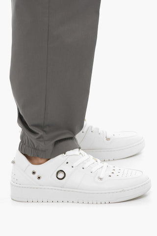 Slim Fit Regular-Waist Trousers with Belt Loops