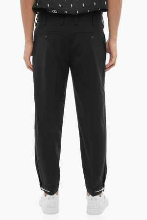 Pantaloni Slim Fit a Vira Regolare con Zip Alla Caviglia