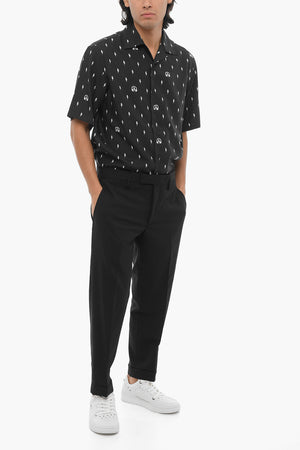 Pantaloni Slim Fit a Vira Regolare con Zip Alla Caviglia