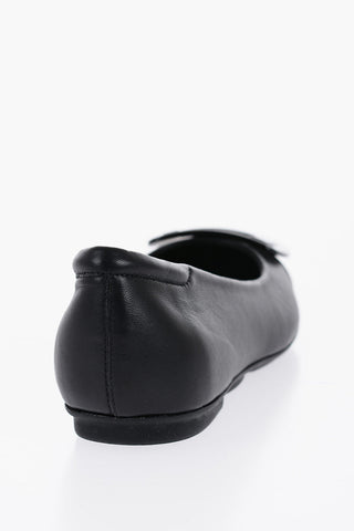 Leather Ballet Flats with Maxi Plaque 