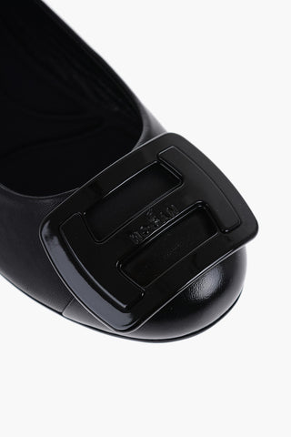 Leather Ballet Flats with Maxi Plaque 