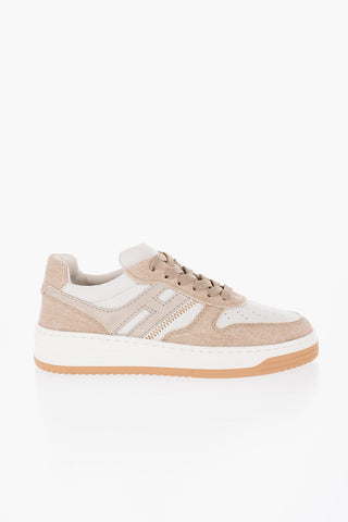 Sneakers Basse Bicolore in Pelle e Tessuto