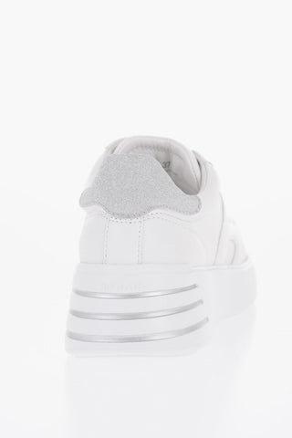 Leather REBEL Low-Top Sneakers with Glittery Details