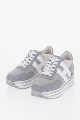 Sneakers Midi in Camoscio con Inserti in Tessuto Lurex e Platform 4cm