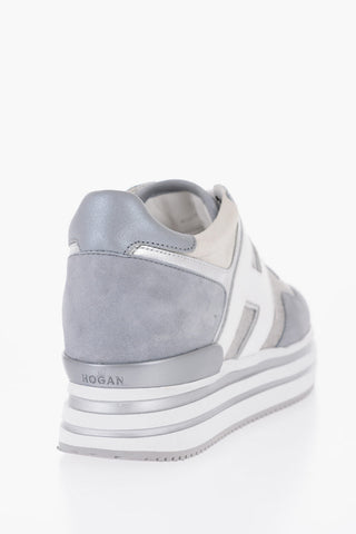 Sneakers Midi in Camoscio con Inserti in Tessuto Lurex e Platform 4cm