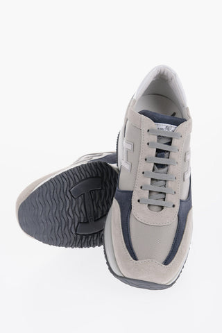 Two-Tone Suede and Mesh Low-Top Sneakers