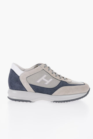 Two-Tone Suede and Mesh Low-Top Sneakers