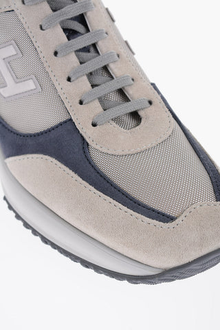 Two-Tone Suede and Mesh Low-Top Sneakers