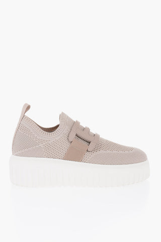 Sneakers Slip On H-STRIPES in Canvas con Suola Platform 5cm