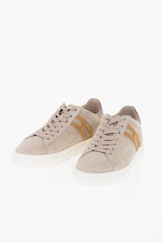 Sneakers Basse in Suede con Monogram a Contrasto