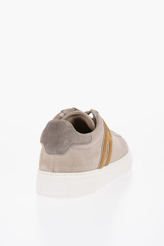 Sneakers Basse in Suede con Monogram a Contrasto