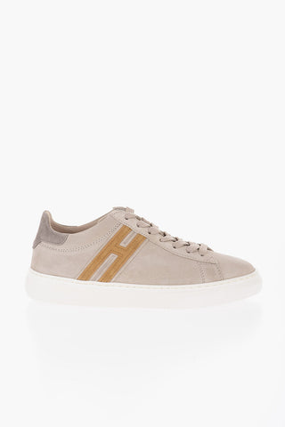 Sneakers Basse in Suede con Monogram a Contrasto