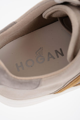Sneakers Basse in Suede con Monogram a Contrasto