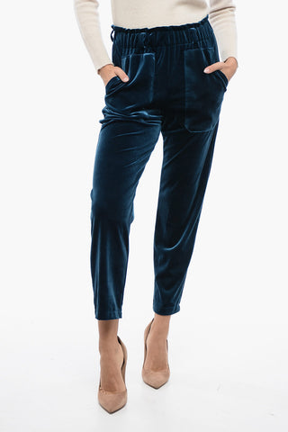 2-Pocketed Chenille Pants with Elastic Waistband