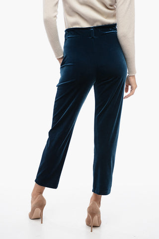 2-Pocketed Chenille Pants with Elastic Waistband