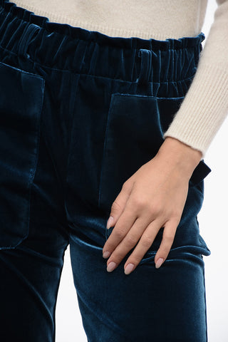 2-Pocketed Chenille Pants with Elastic Waistband