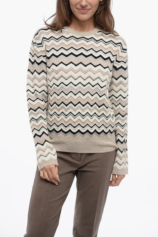 Crew Neck Alpaca Blend Sweater with Iconic Pattern