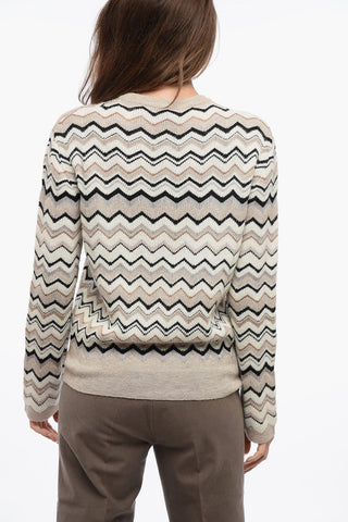 Crew Neck Alpaca Blend Sweater with Iconic Pattern