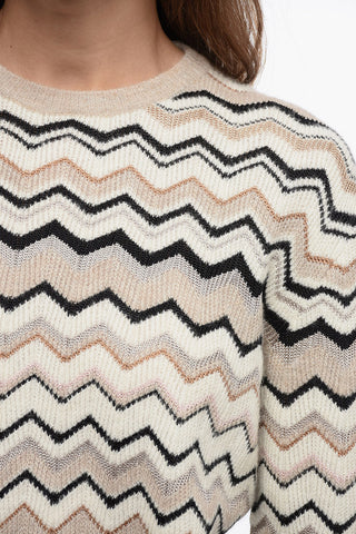 Crew Neck Alpaca Blend Sweater with Iconic Pattern