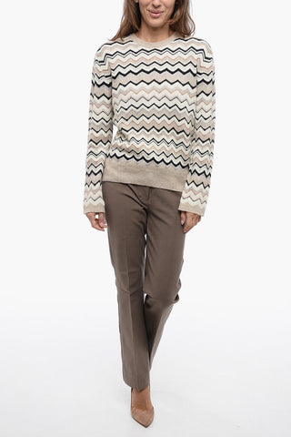 Crew Neck Alpaca Blend Sweater with Iconic Pattern